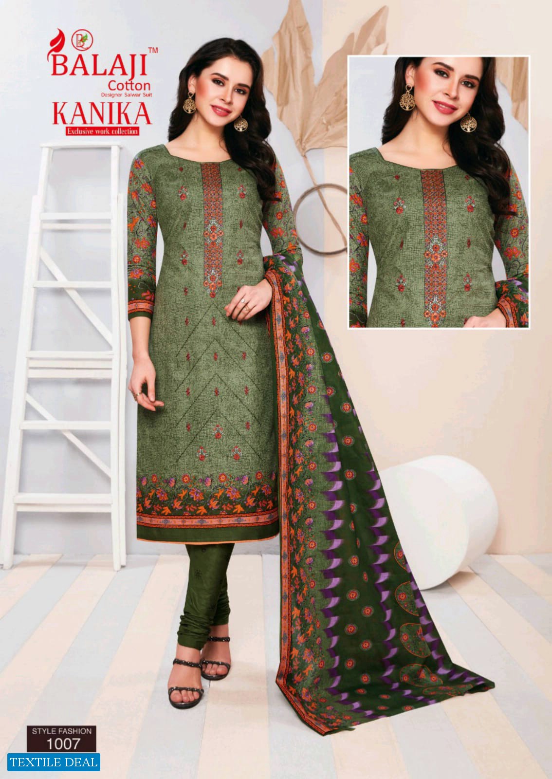 BALAJI COTTON KANIKA FANCY WORK PRINTED DRESS MATERIALS WHOLESALER