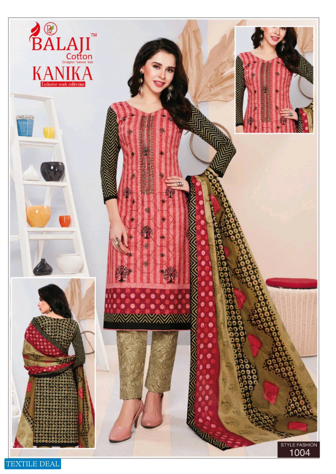 BALAJI COTTON KANIKA FANCY WORK PRINTED DRESS MATERIALS WHOLESALER
