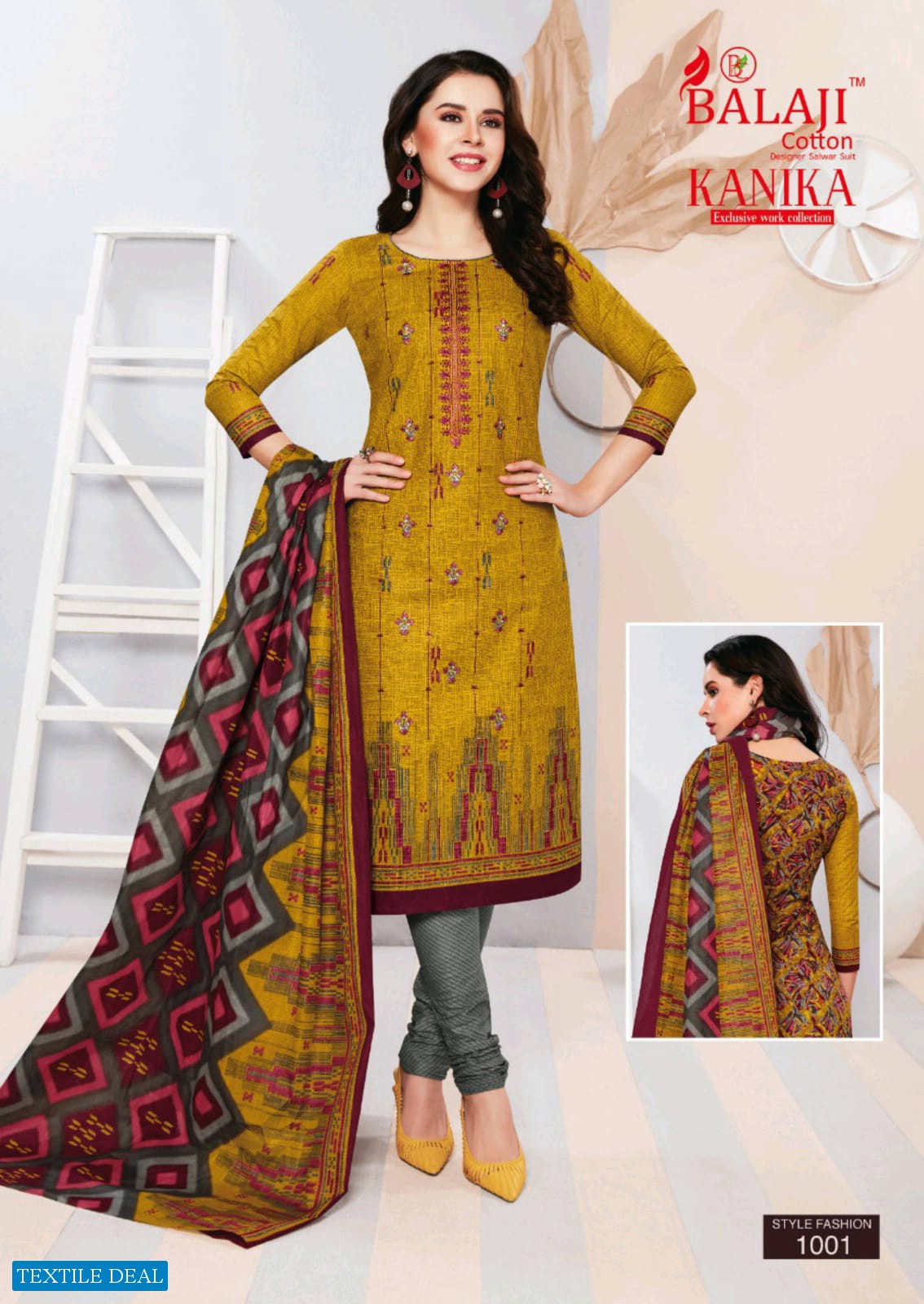 BALAJI COTTON KANIKA FANCY WORK PRINTED DRESS MATERIALS WHOLESALER