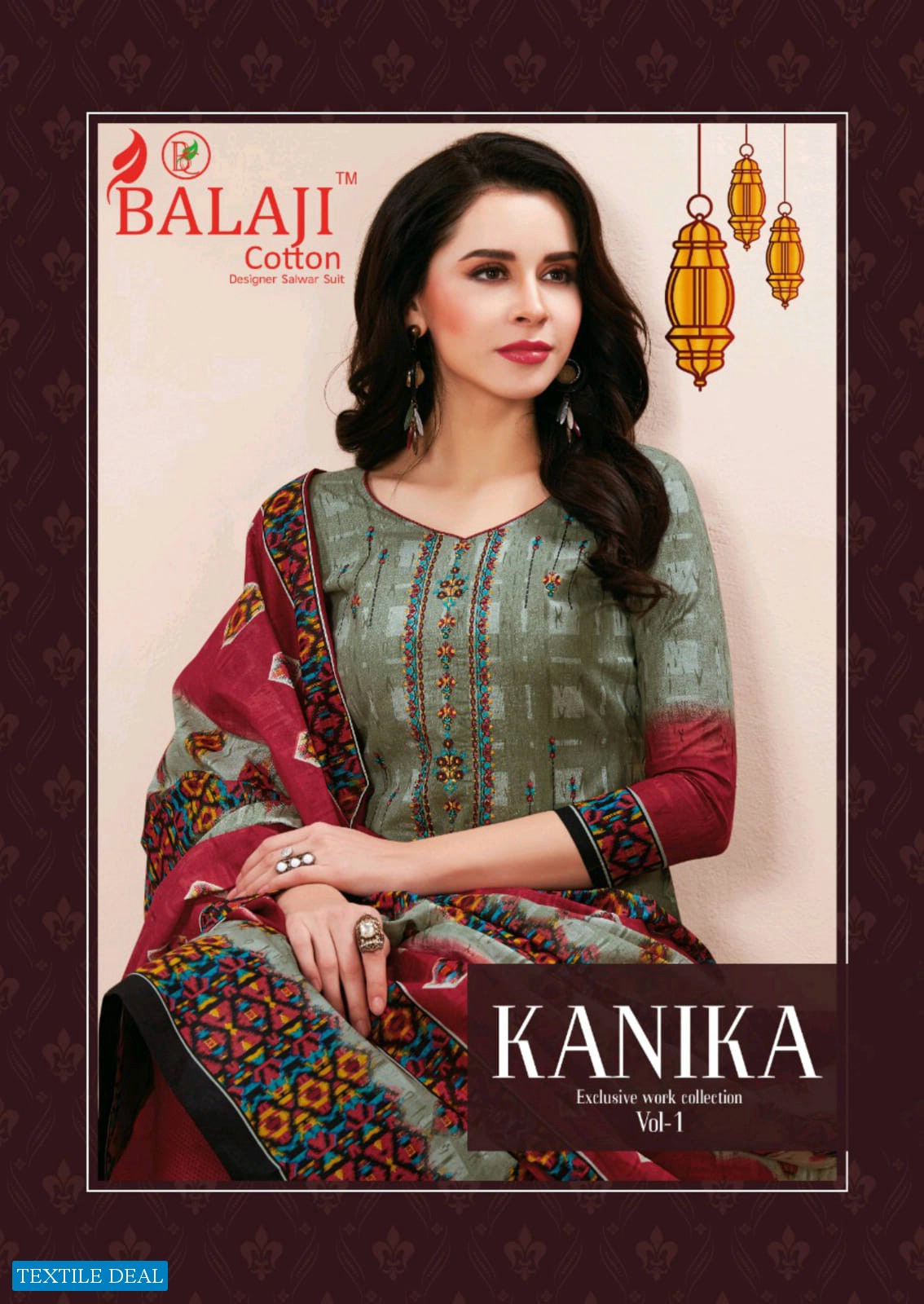 BALAJI COTTON KANIKA FANCY WORK PRINTED DRESS MATERIALS WHOLESALER