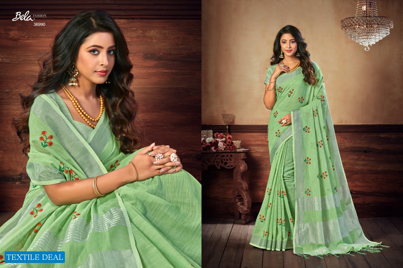 BELA PRESENTING JADE VOL 3 LINEN EMBROIDERY NEW DESIGN STYLISH SAREE ONLINE EXPORTER