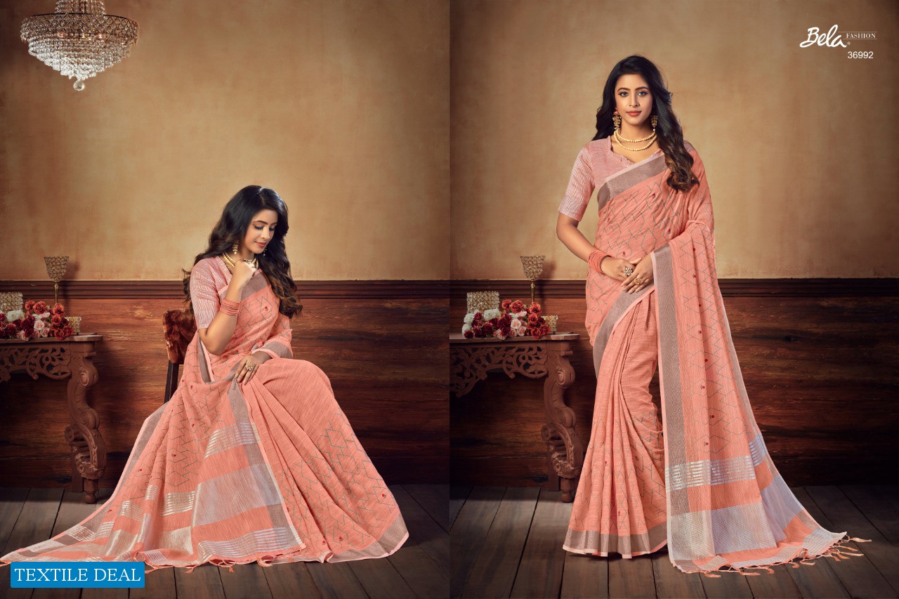 BELA PRESENTING JADE VOL 3 LINEN EMBROIDERY NEW DESIGN STYLISH SAREE ONLINE EXPORTER