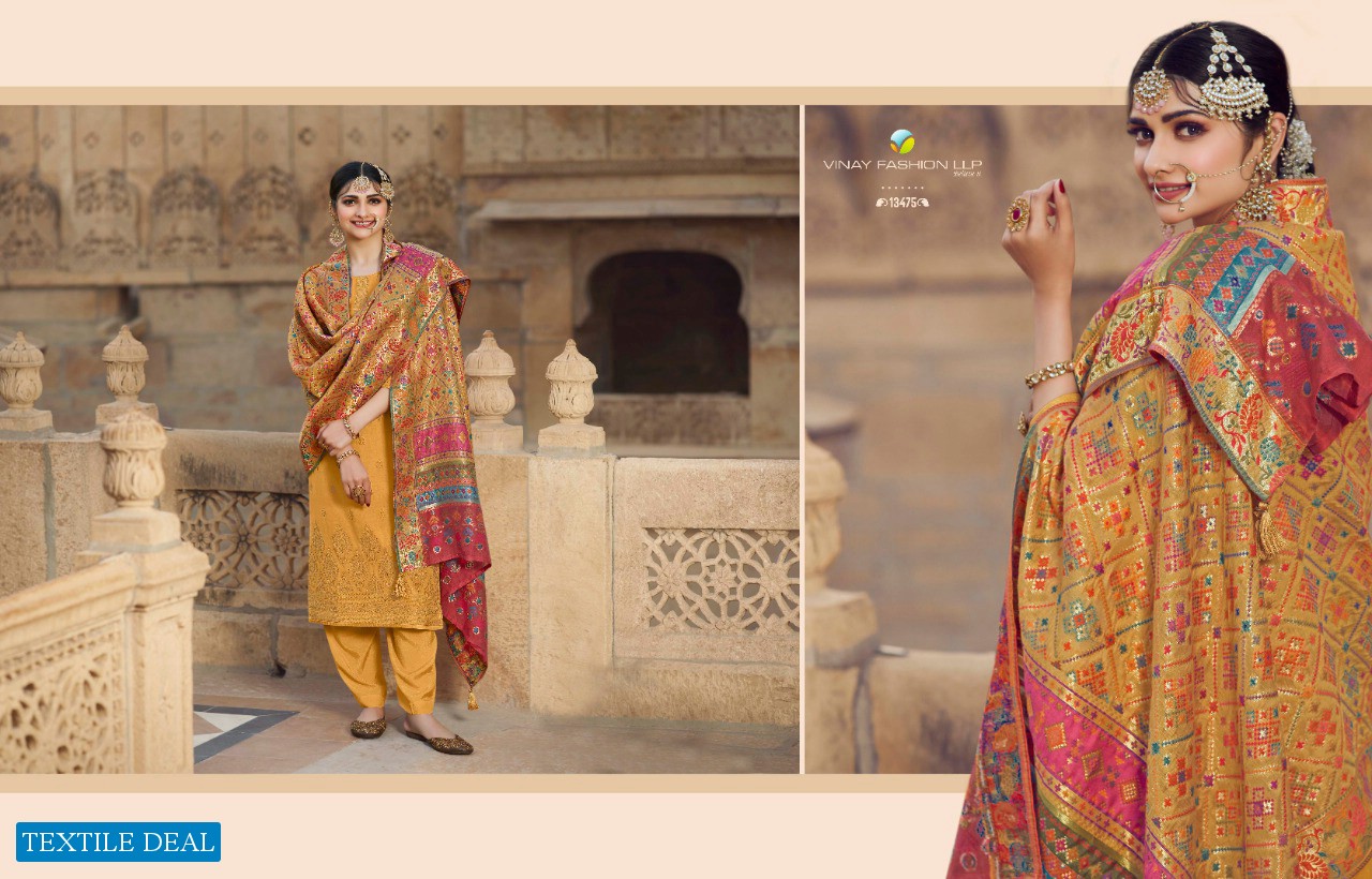 BUNAAI BY VINAY FASHION VISCOSE MASLIN DESIGNER SUITS WITH KANNI DUPATTA