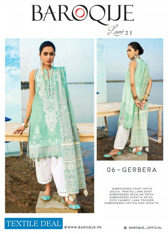 Baroque Lawn 2021 Wholesale Original Pakistani Dress