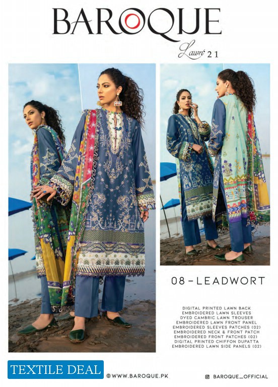 Baroque Lawn 2021 Wholesale Original Pakistani Dress