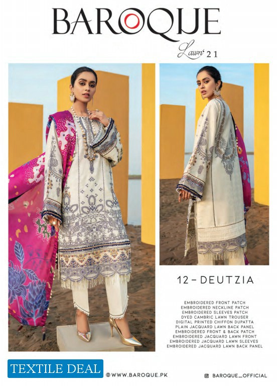 Baroque Lawn 2021 Wholesale Original Pakistani Dress