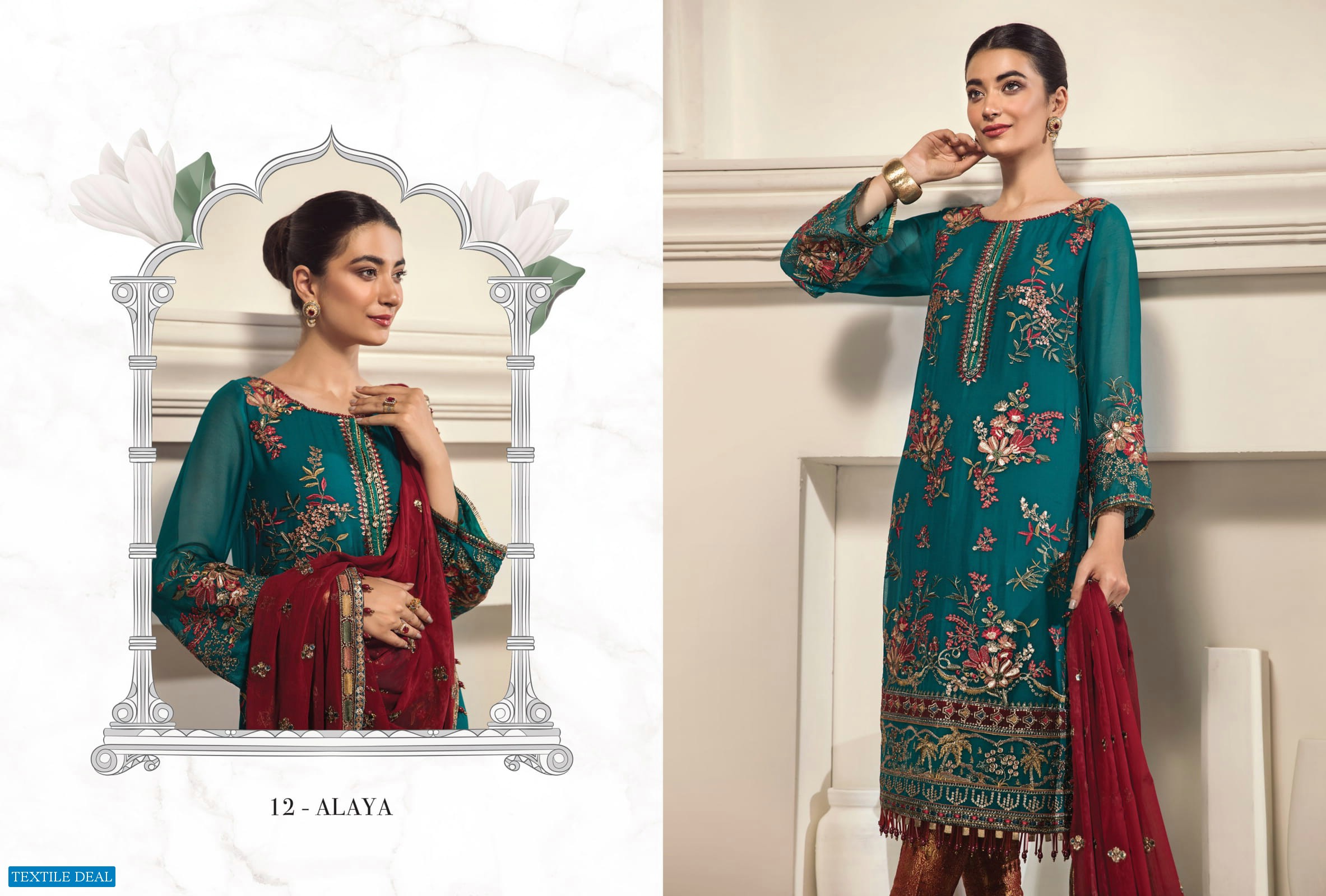Bilals Fashion Alizeh Embroidered Chiffon Vol-11 Wholesale Pakistani Catalog
