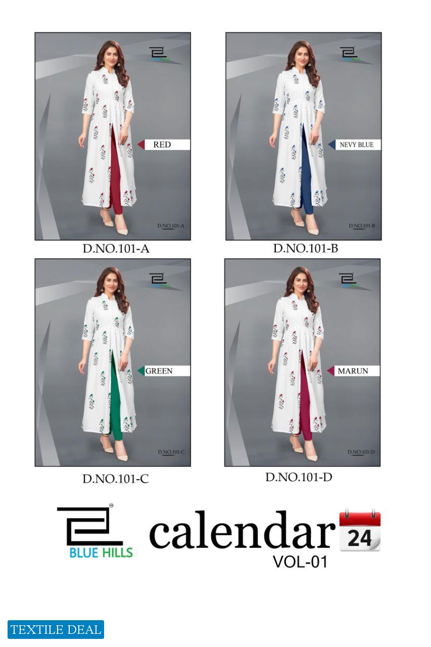 Blue Hill Calendar Vol-1 Wholesale Long Kurtis