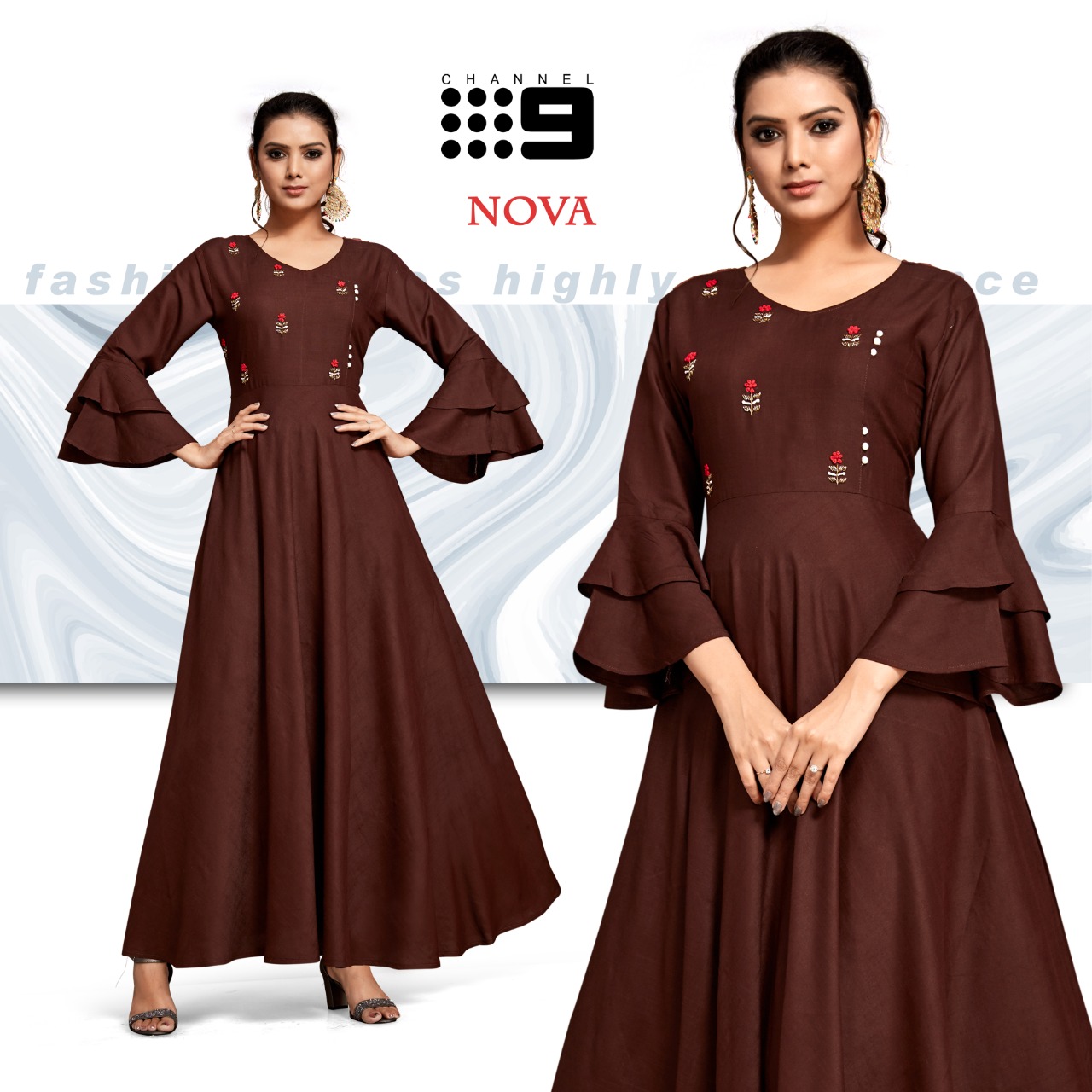 CHANNEL 9 PRESENTS NOVA FLAIR STYLE LONG GOWN COLLECTION AT BEST RATE ONLINE