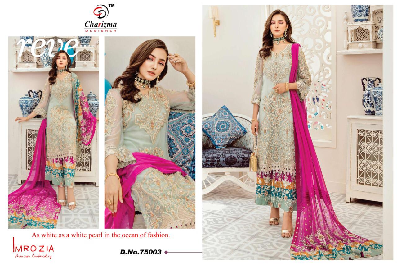 CHARIZMA DESIGNER IMROZIA GEORGETTE NET FANCY EMBROIDERY PAKISTANI SUIT CONCEPT
