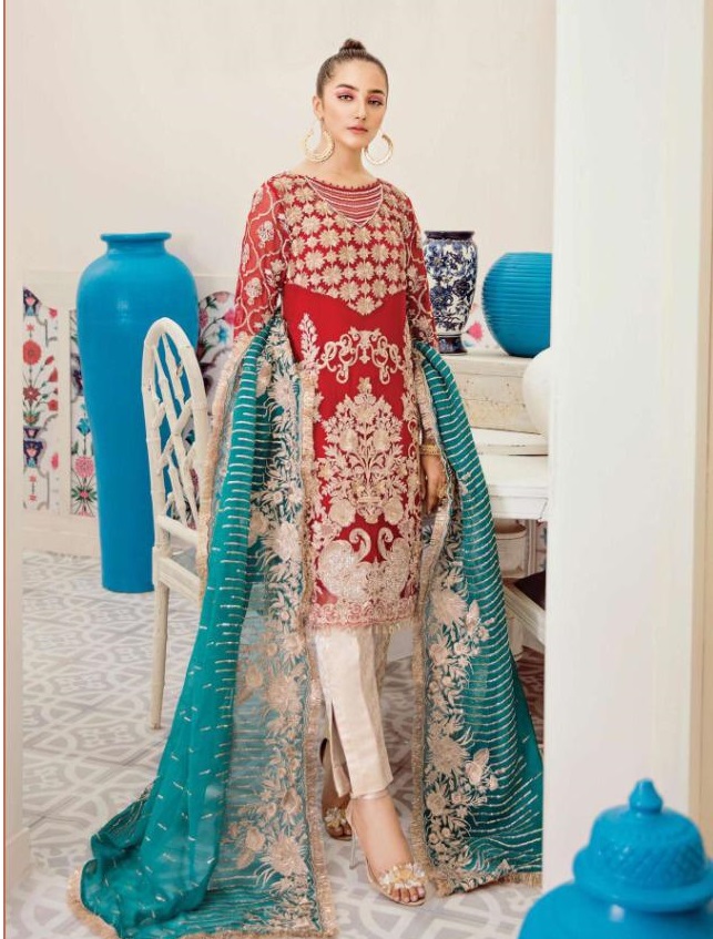 CHARIZMA DESIGNER IMROZIA GEORGETTE NET FANCY EMBROIDERY PAKISTANI SUIT CONCEPT