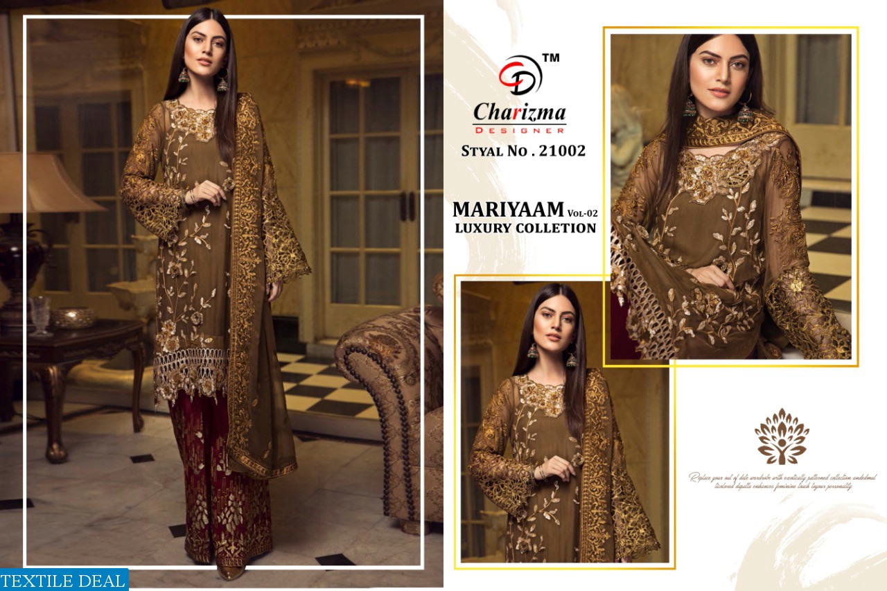 CHARIZMA DESIGNER MARIYAAM GEORGETTE WITH FANCY WORK PAKISTANI SUIT CONCEPT
