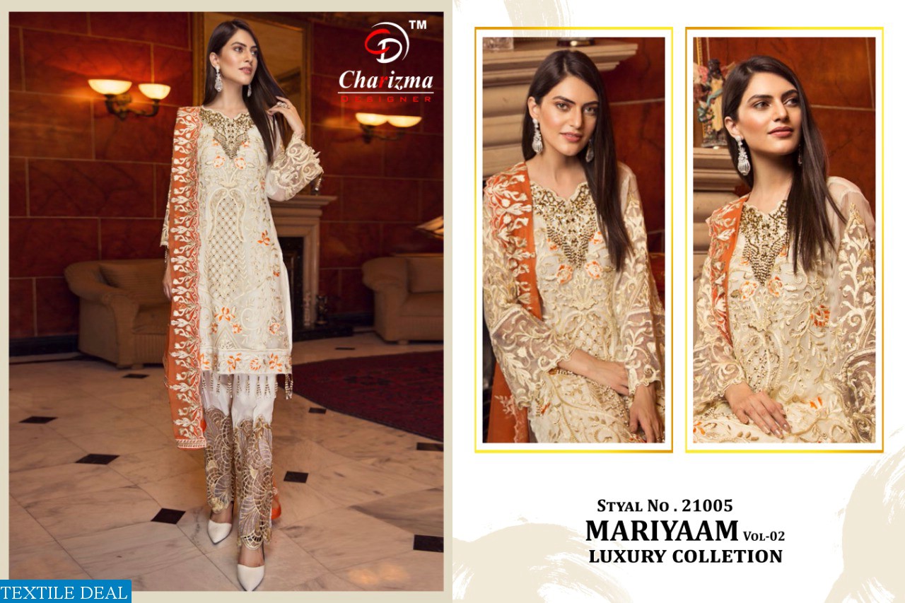 CHARIZMA DESIGNER MARIYAAM GEORGETTE WITH FANCY WORK PAKISTANI SUIT CONCEPT