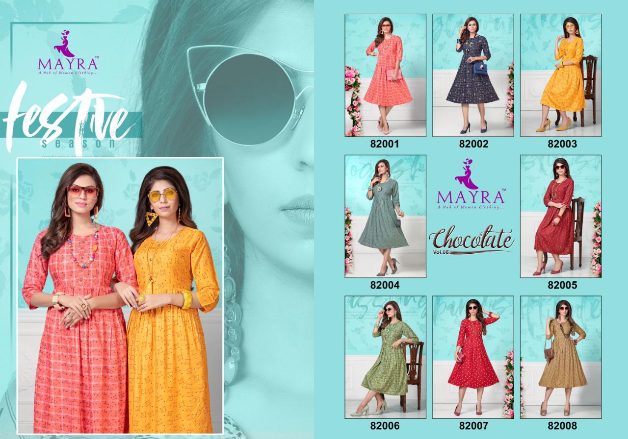 CHOCOLATE VOL 6 BY MAYRA RAYON PRINT STYLISH COLLECTIONS FOR KURTI CATALOGS