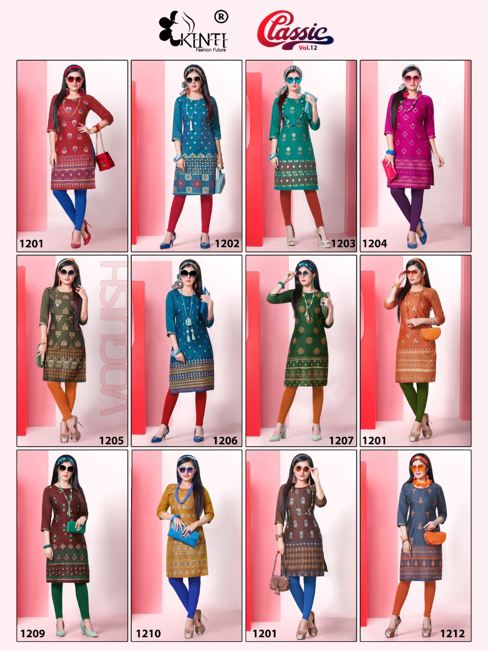 CLASSIC VOL 12 BY KINTI RAYON PRINT COMFORT WEAR KURTI WITH MASK FOR GIRLS COLLECTIONS