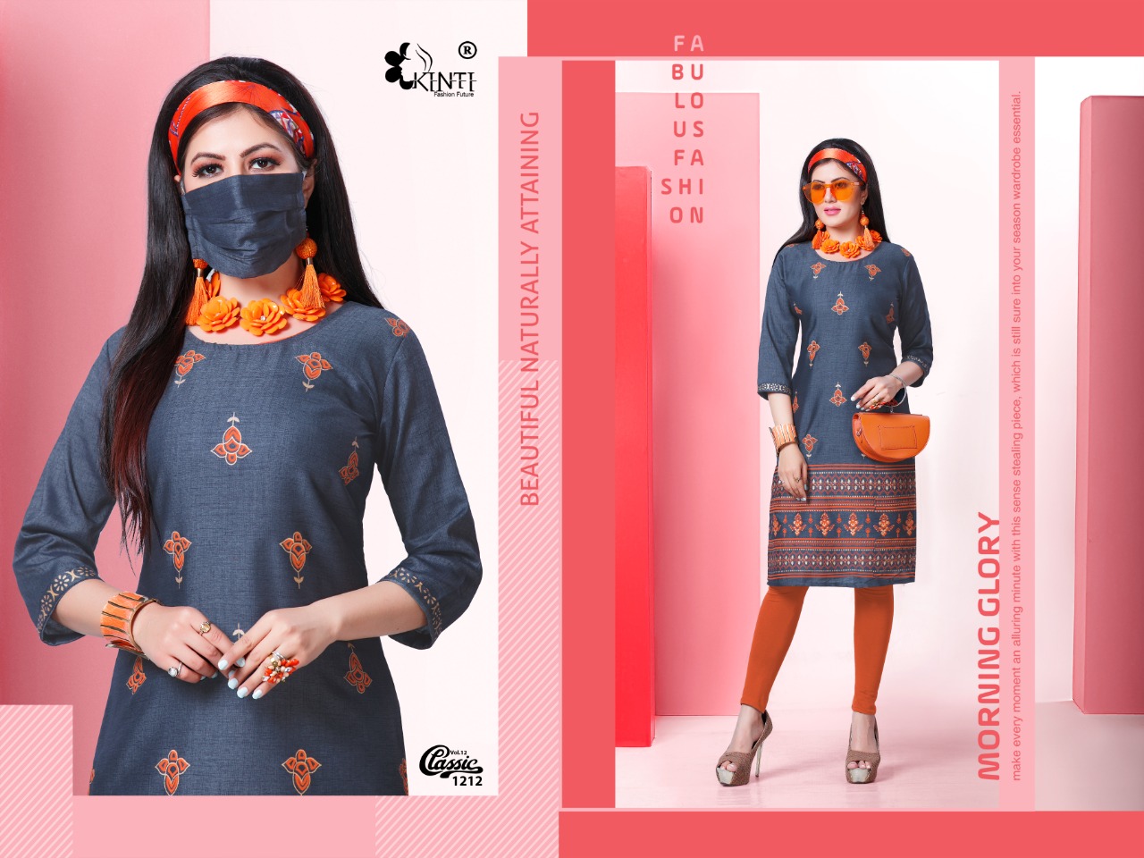 CLASSIC VOL 12 BY KINTI RAYON PRINT COMFORT WEAR KURTI WITH MASK FOR GIRLS COLLECTIONS