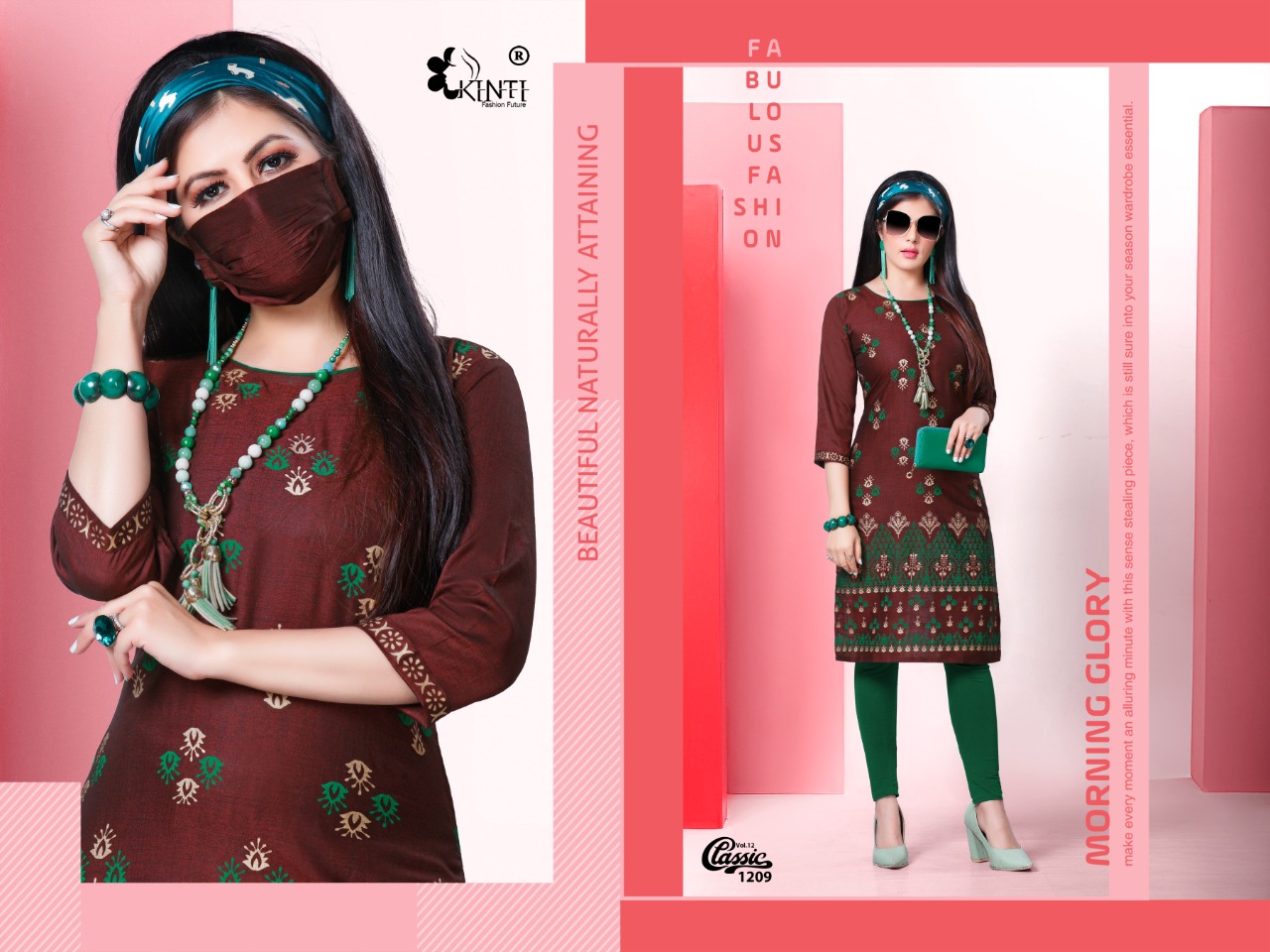 CLASSIC VOL 12 BY KINTI RAYON PRINT COMFORT WEAR KURTI WITH MASK FOR GIRLS COLLECTIONS