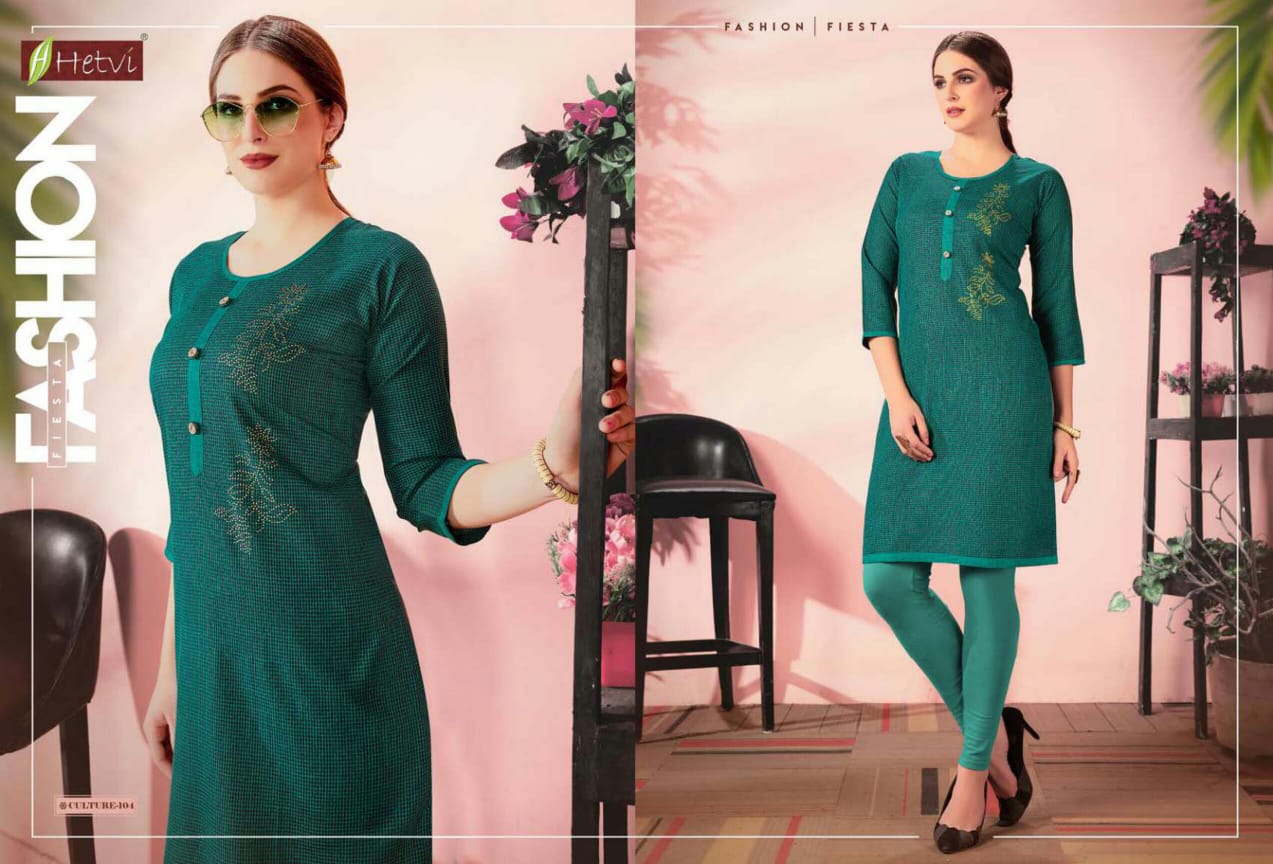 CULTURE BY HETVI RAYON FANCY GOOD LOOKING CASUAL WEAR KURTI WHOLESALER