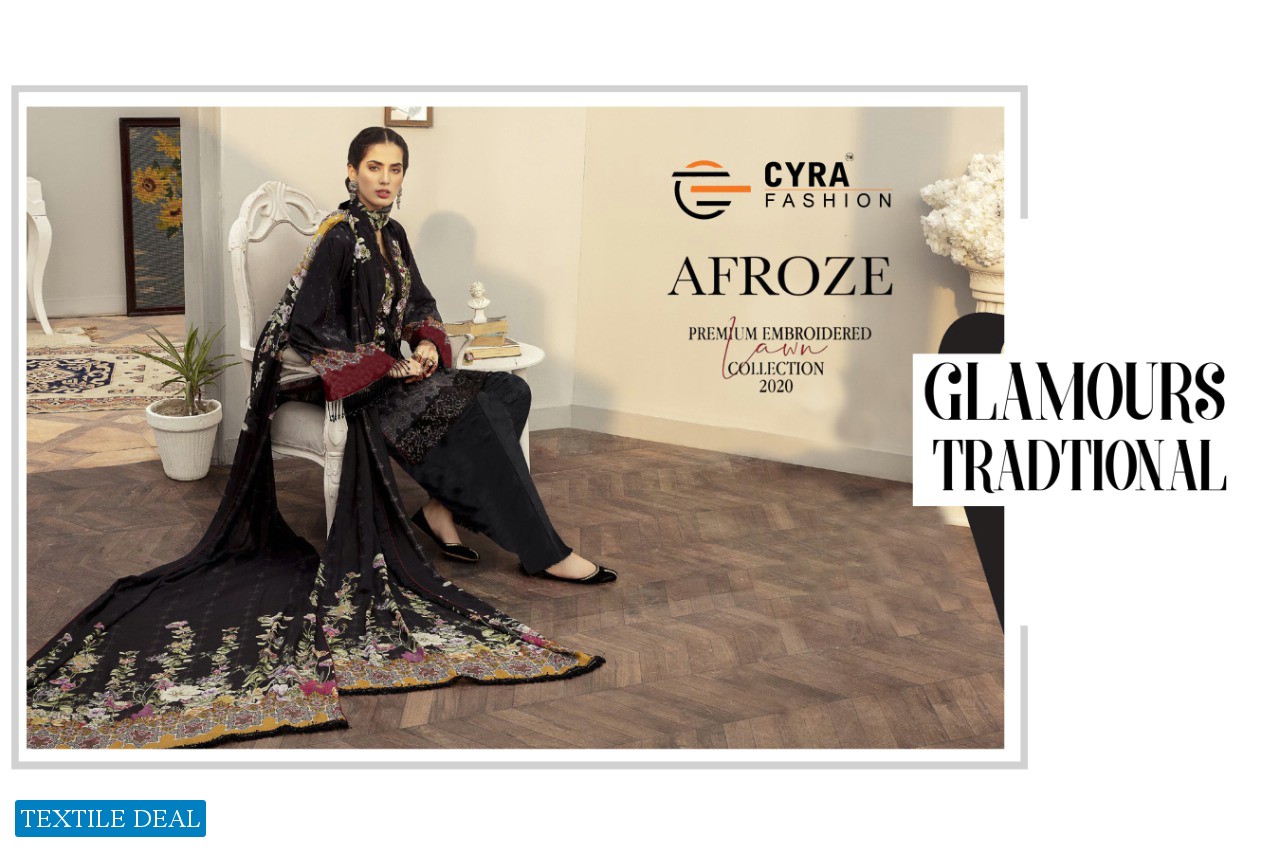 CYRA FASHION AFROZE JAM COTTON PAKISTANI SUITS WHOLESALER