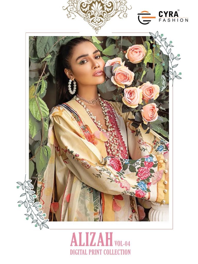 CYRA FASHION ALIZAH VOL 4 JAM COTTON WITH PATCH EMBROIDERY DIGITAL PRINT SUIT