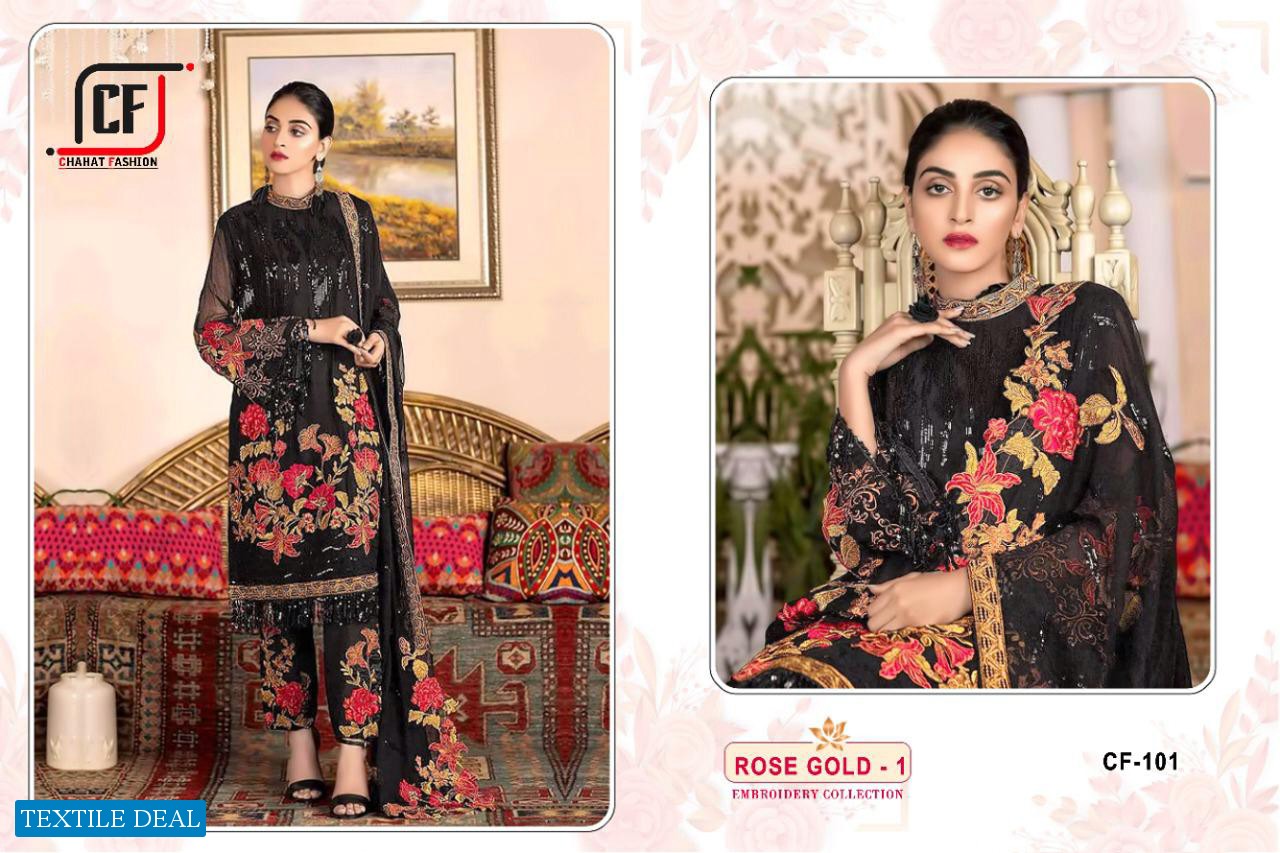 Chahat Fashion Rose Gold Vol-1 Wholesale Embroidered Pakistani Suits