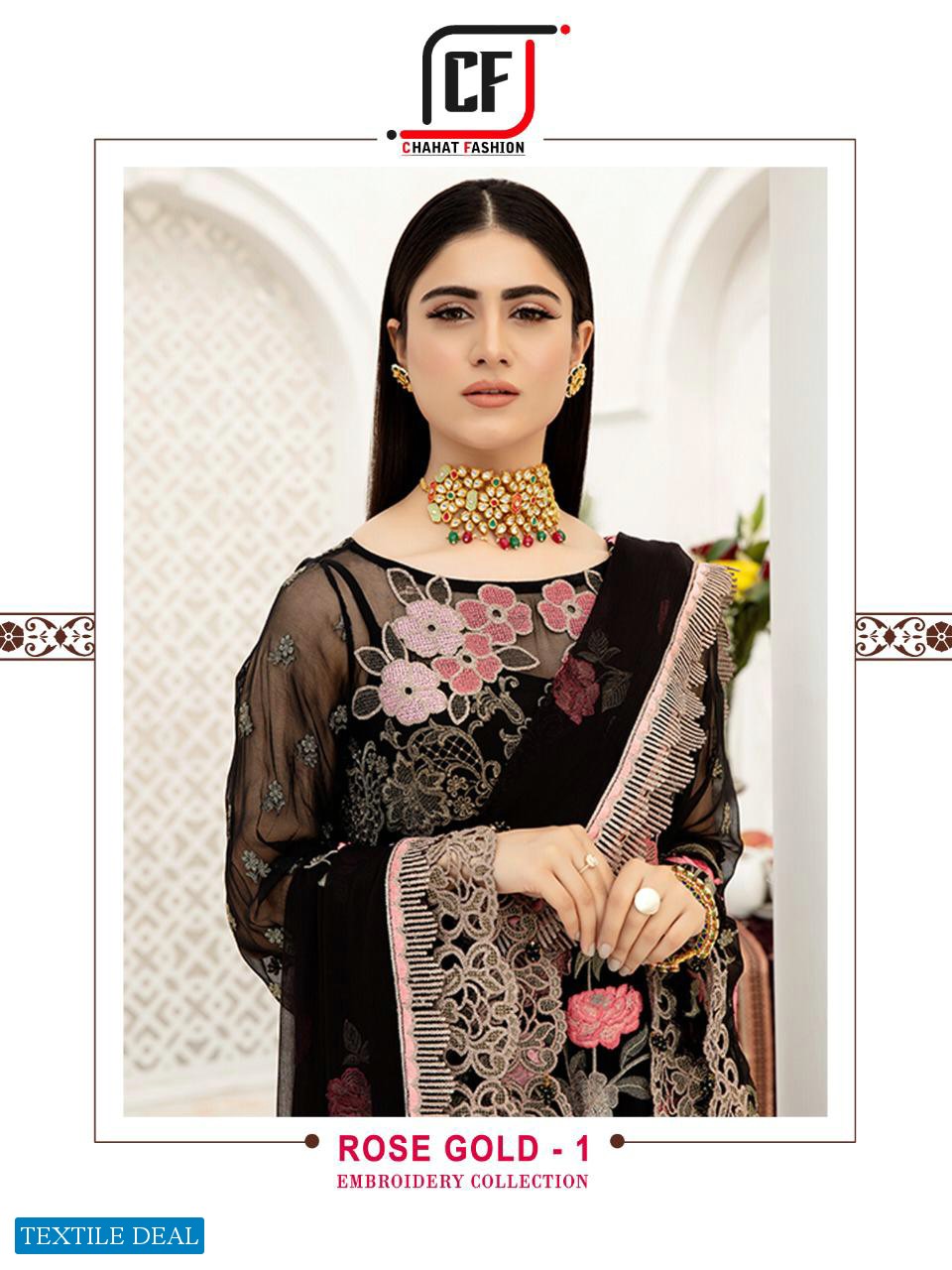Chahat Fashion Rose Gold Vol-1 Wholesale Embroidered Pakistani Suits