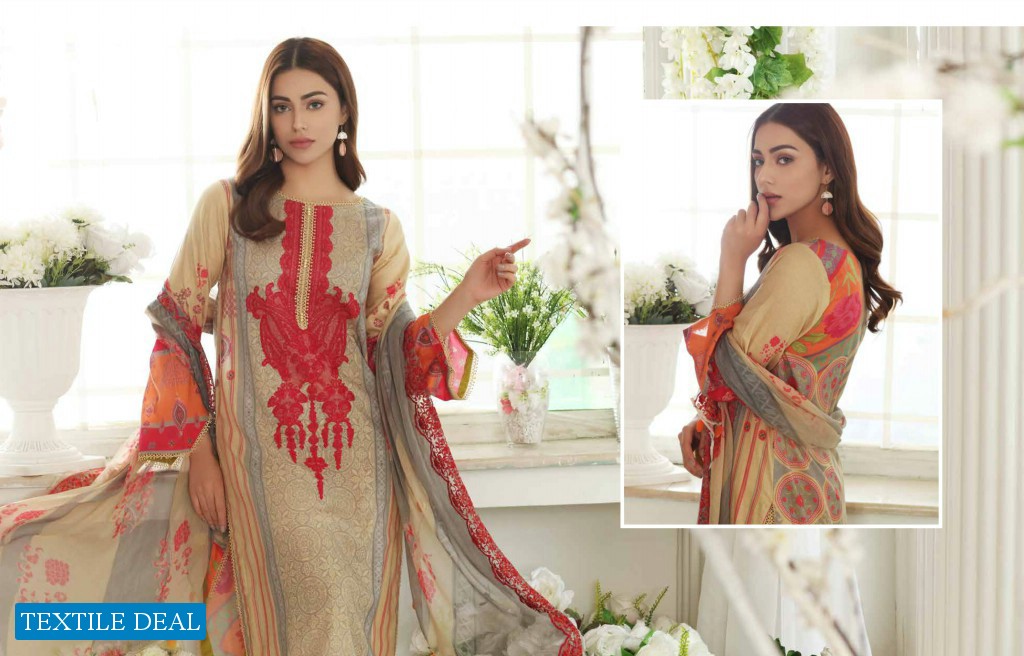 Charizma Aniq Embroidered Print Lawn Suits With Embroidered Chiffon Dupatta 2021 Collection