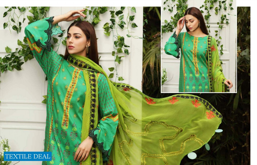 Charizma Aniq Embroidered Print Lawn Suits With Embroidered Chiffon Dupatta 2021 Collection