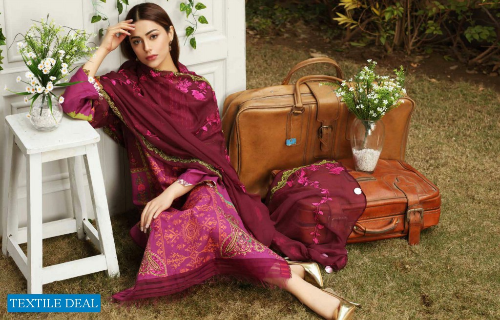 Charizma Aniq Embroidered Print Lawn Suits With Embroidered Chiffon Dupatta 2021 Collection