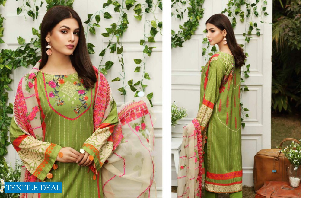 Charizma Aniq Embroidered Print Lawn Suits With Embroidered Chiffon Dupatta 2021 Collection