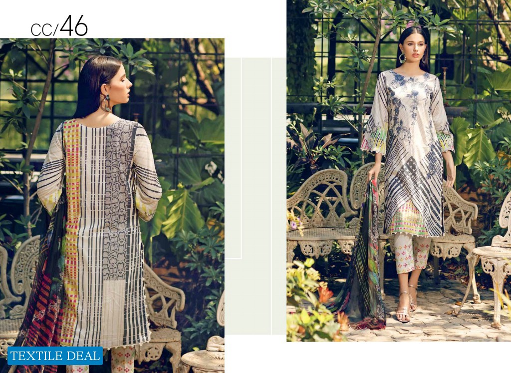 Charizma Combination Embroidered Lawn Suit With Chiffon Dupatta Vol-1 2021 Pakistani Dress