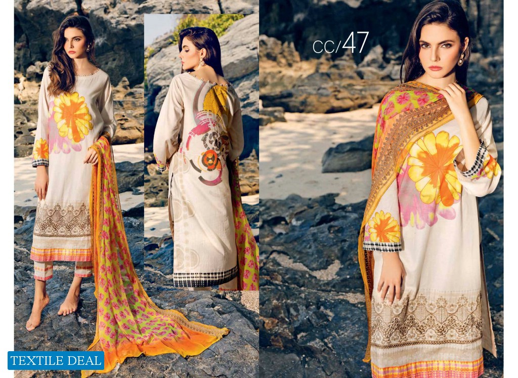 Charizma Combination Embroidered Lawn Suit With Chiffon Dupatta Vol-1 2021 Pakistani Dress
