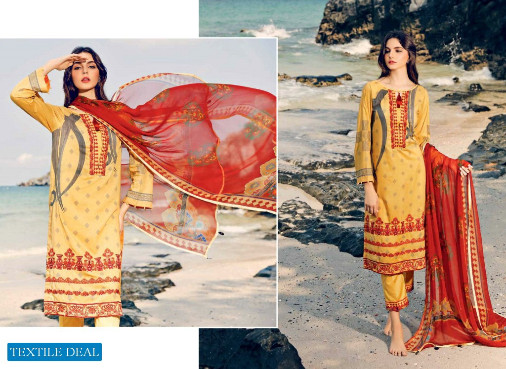 Charizma Combination Embroidered Lawn Suit With Chiffon Dupatta Vol-1 2021 Pakistani Dress