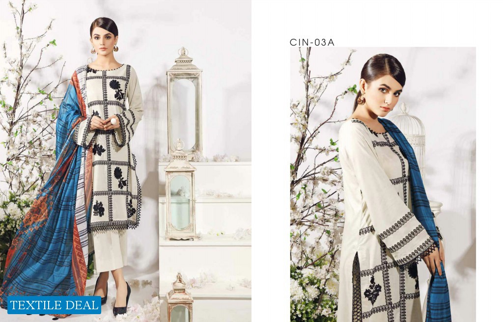 Charizma Infinity Embroidered Lawn Suit With Printed Chiffon And Silk Dupatta