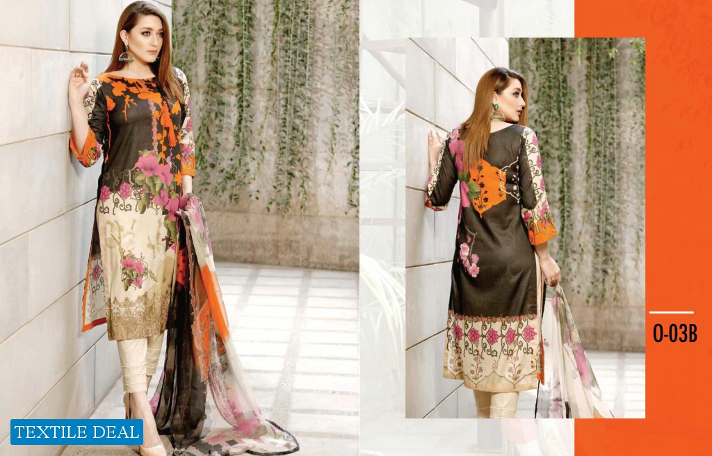 Charizma Orange Series Wholesale Lawn Embroidered 12 Piece Sets