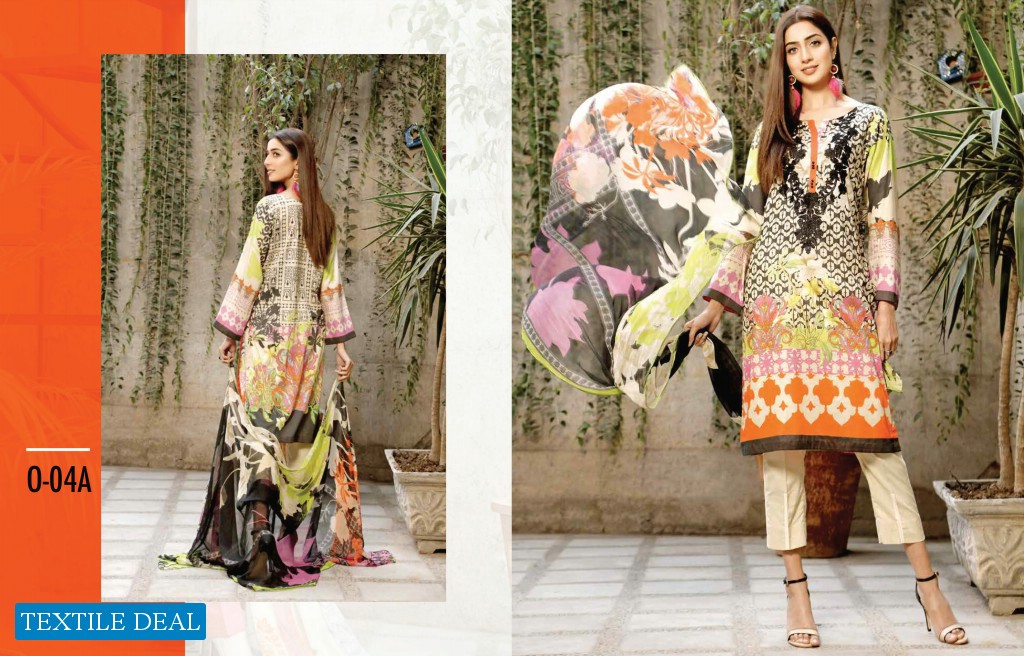 Charizma Orange Series Wholesale Lawn Embroidered 12 Piece Sets