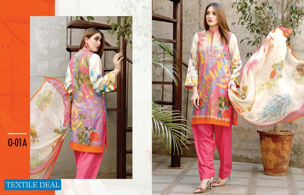 Charizma Orange Series Wholesale Lawn Embroidered 12 Piece Sets