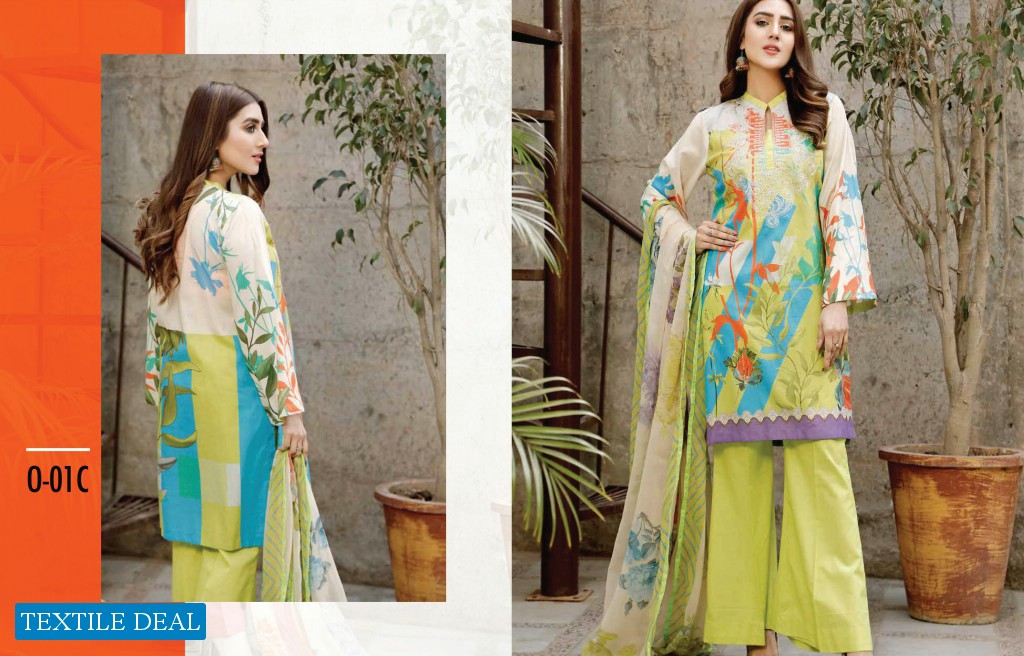 Charizma Orange Series Wholesale Lawn Embroidered 12 Piece Sets