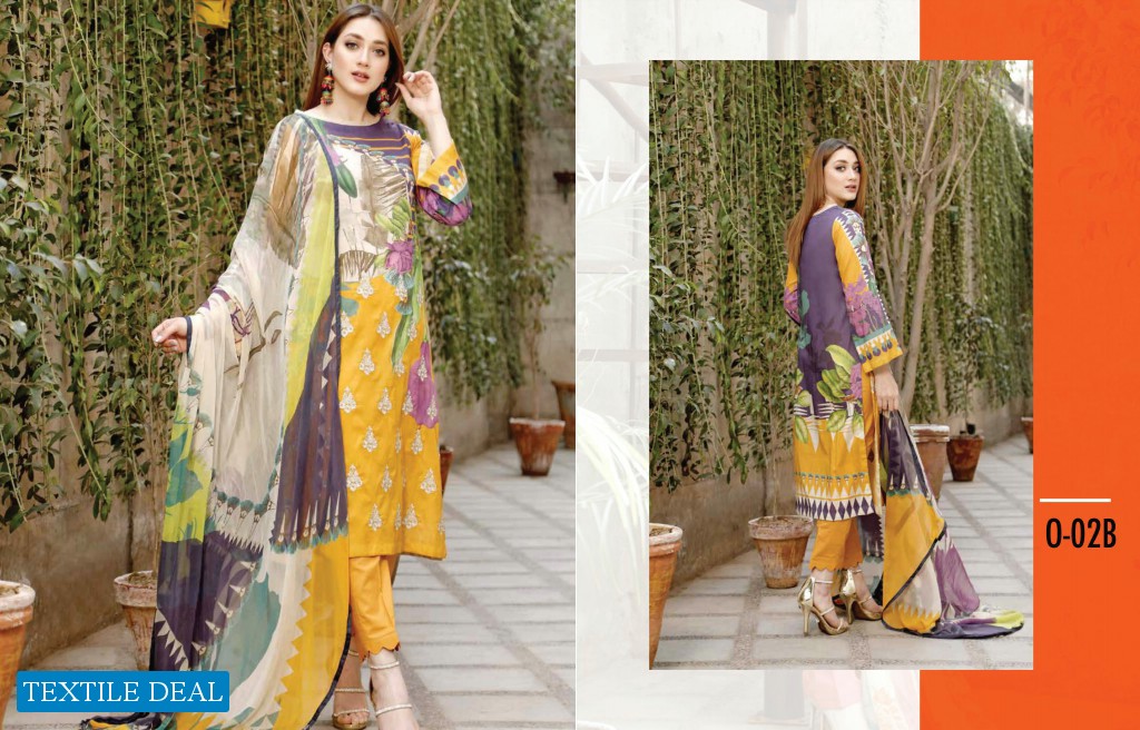 Charizma Orange Series Wholesale Lawn Embroidered 12 Piece Sets