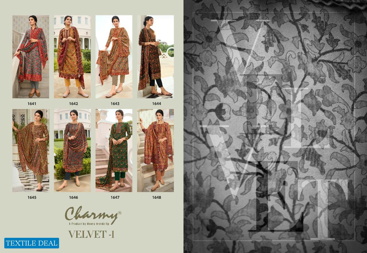 Charmy Velvet Vol-1 Wholesale Velvet Digital Salwar Kameez