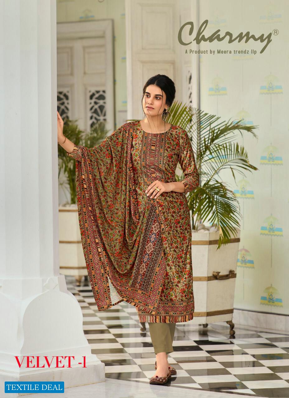 Charmy Velvet Vol-1 Wholesale Velvet Digital Salwar Kameez