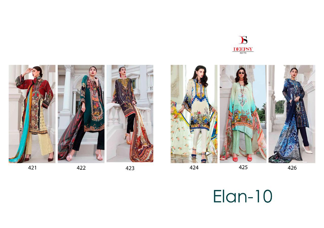 DEEPSY ELAN VOL 10 SATIN SILK DIGITAL PRINTED EMBROIDERY PAKISTANI DRESS MATERIALS