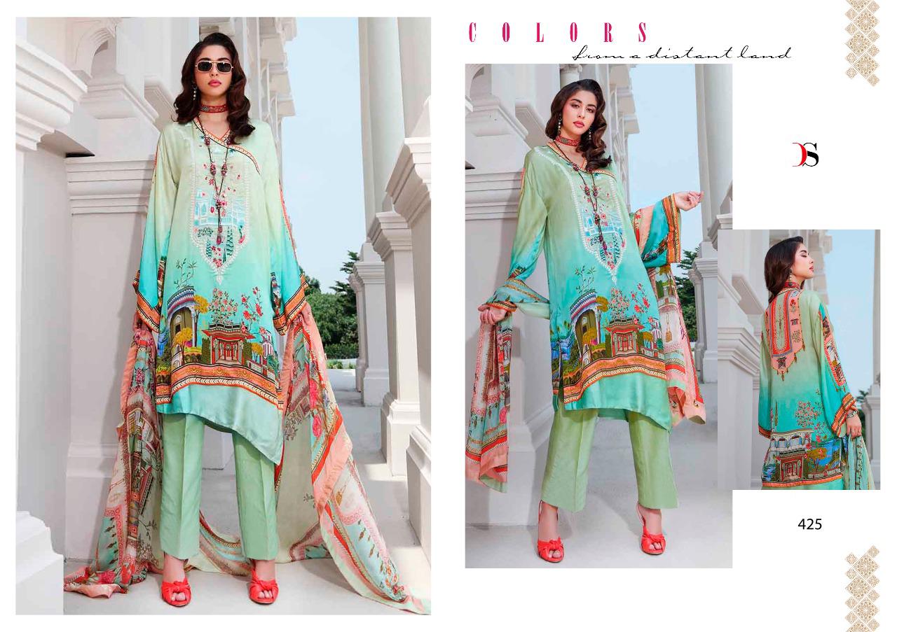 DEEPSY ELAN VOL 10 SATIN SILK DIGITAL PRINTED EMBROIDERY PAKISTANI DRESS MATERIALS