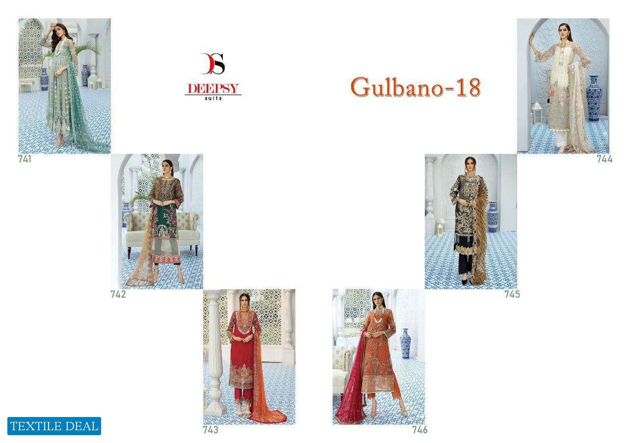 DEEPSY GULBANO VOL 18 GEORGETTE EMBROIDERY PAKISTANI SUITS DESIGNS