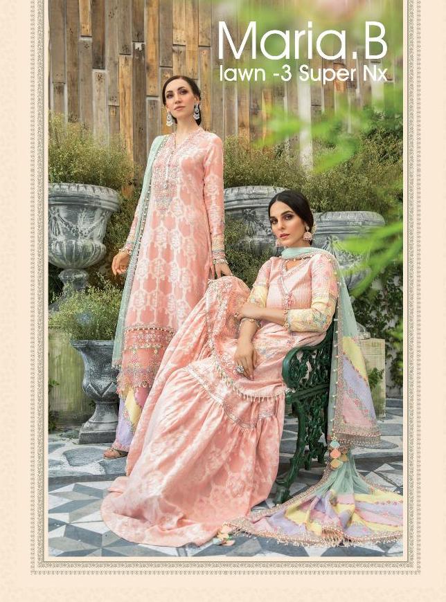 DEEPSY SUITS MARIA B LAWN 3 SUPER NX COTTON PAKISTANI SUITS FANCY COLLECTION