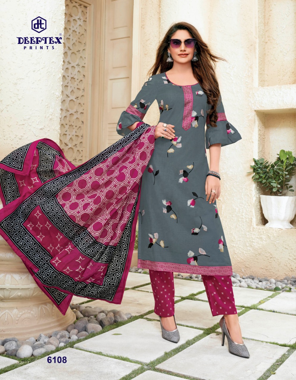DEEPTEX MISS INDIA VOL 61 6101-6126 SERIES COLORFUL COTTON UNSTITCHED SUITS WHOLESALER IN INDIA
