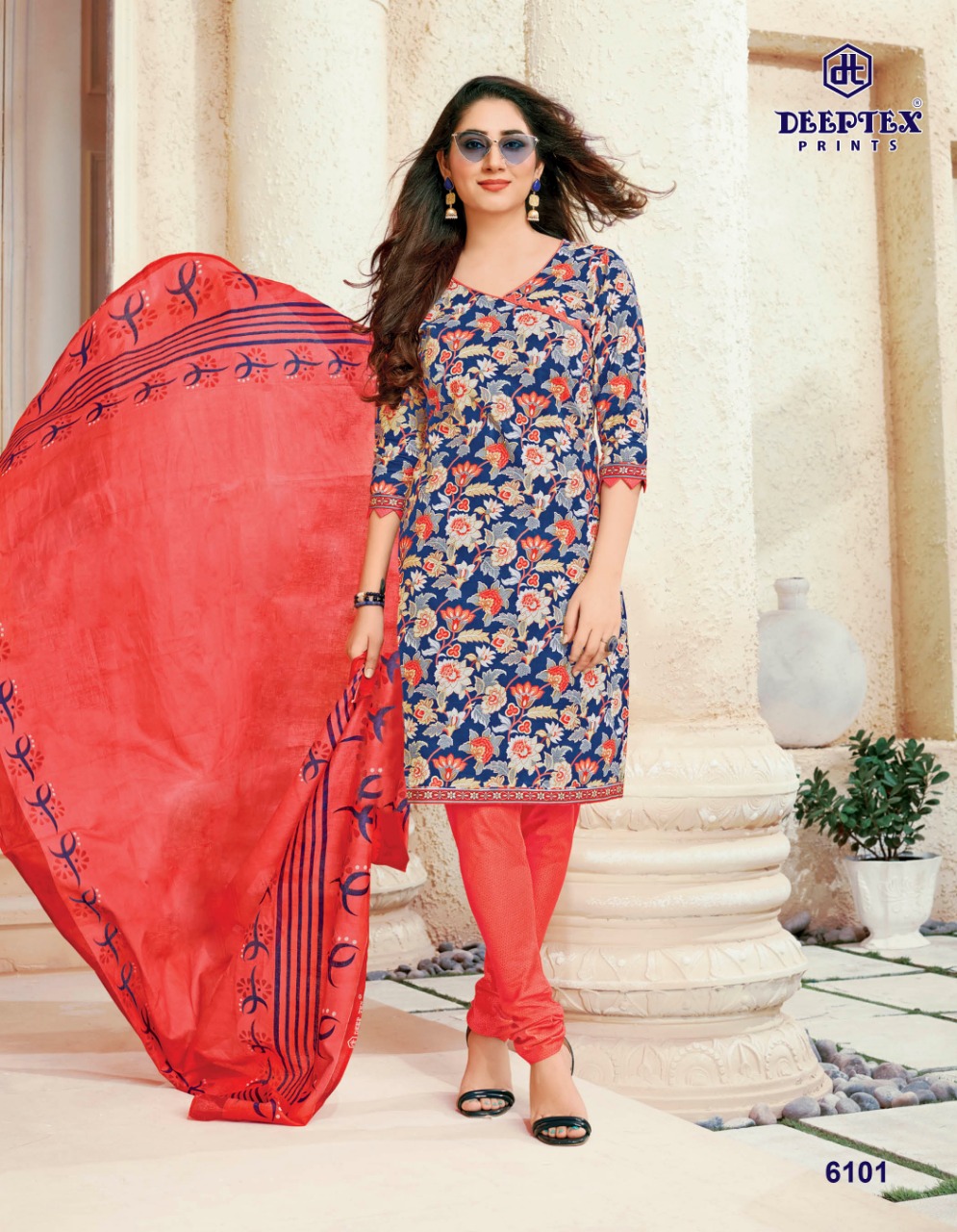 DEEPTEX MISS INDIA VOL 61 6101-6126 SERIES COLORFUL COTTON UNSTITCHED SUITS WHOLESALER IN INDIA