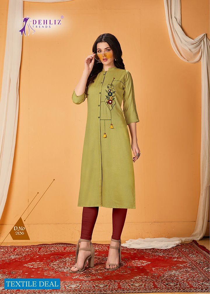 DEHLIZ TRENDS LAUNCH PINEAPPLE PREMIUM RAYON CASUAL WEAR KURTI SELLER