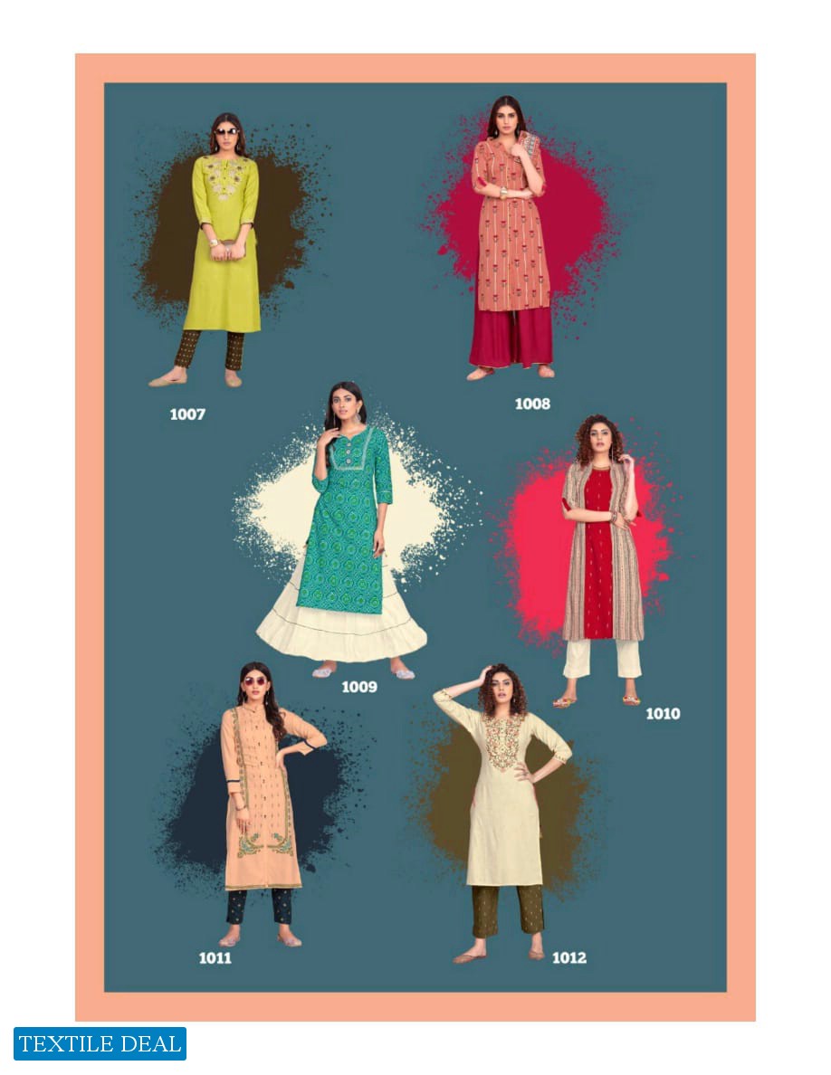 DIYA TRENDS KAJAL STYLE FASHION ANGEL VOL 1 KURTI WITH PLAZZO SHARARA AND PANT PAIR