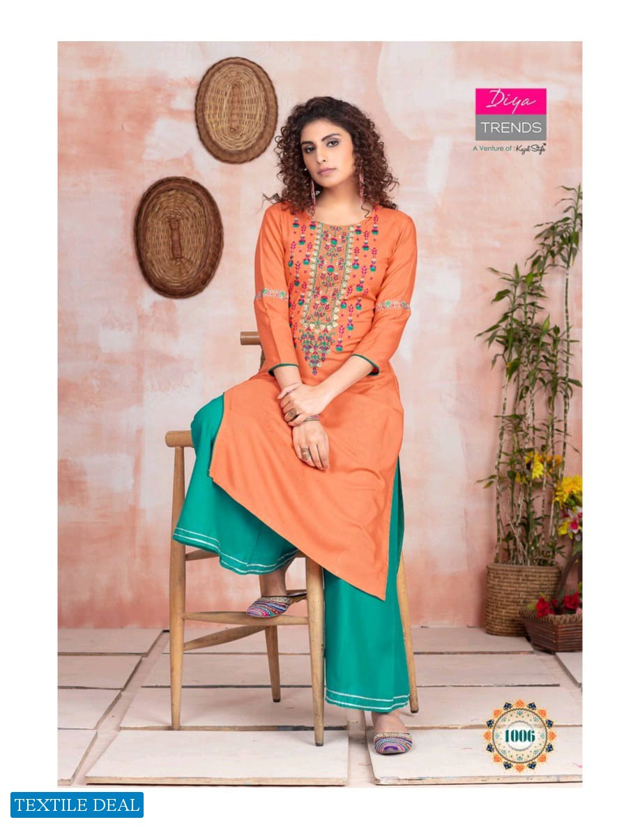 DIYA TRENDS KAJAL STYLE FASHION ANGEL VOL 1 KURTI WITH PLAZZO SHARARA AND PANT PAIR